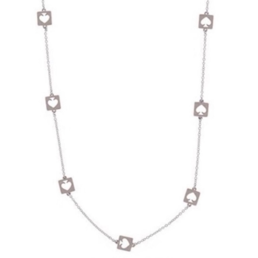 NWOT kate spade Silver Tone Ace Of Spades Hole Punch Earrings & Station Necklace